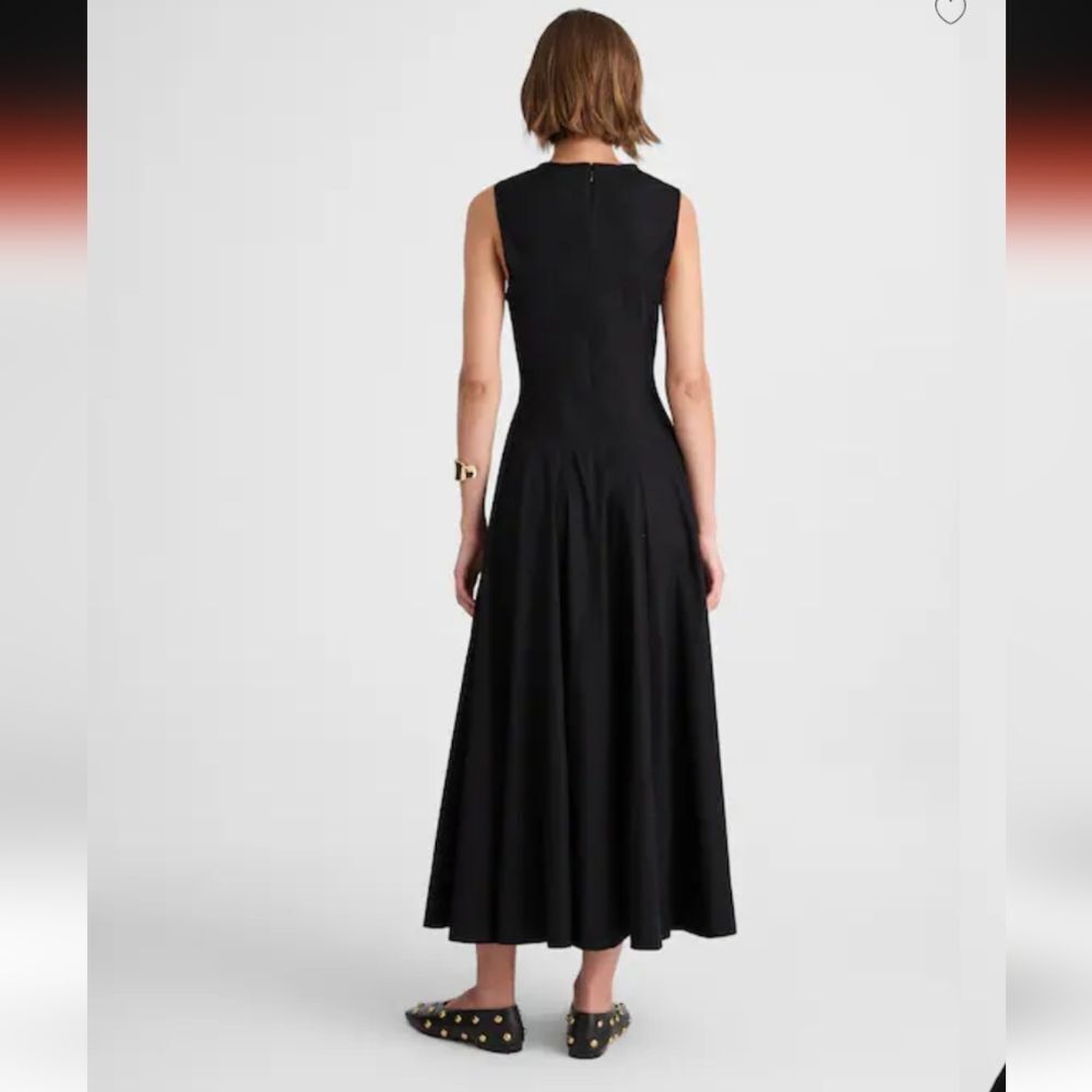 NWT Madewell Yana Dress V-Neck Circle Midi Jet Black Size 00 - Picture 14 of 16